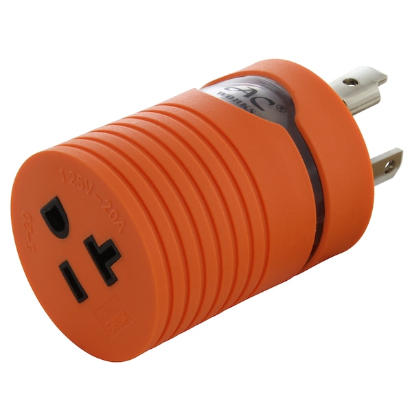 Ac Works Plug Adapter, 5-15/20R, L5-30P, 0 ft., Orange ADL530520 - main